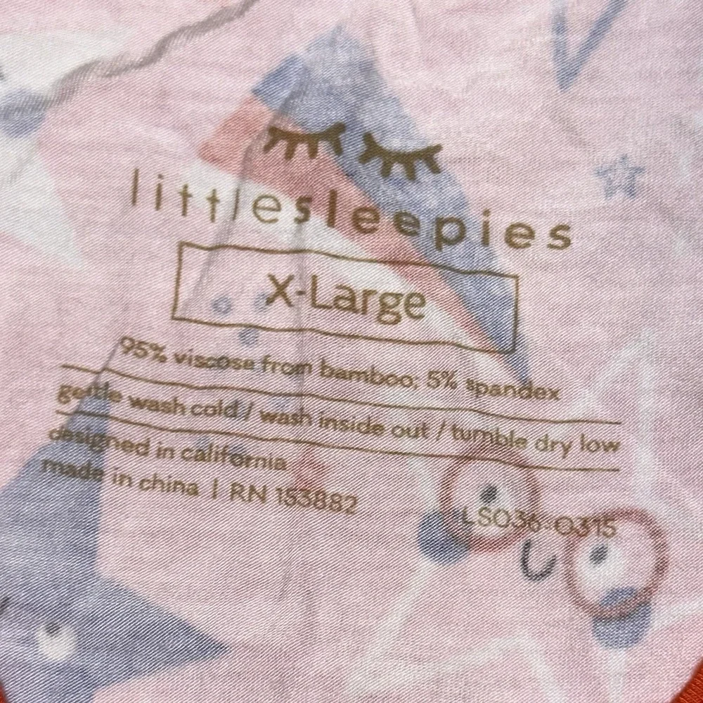 Little Sleepies Pink Starry Splash Short Sleeve Bamboo Pajama Top Women's XL